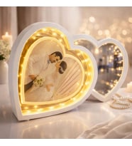 BK Gift Kişiye Özel Led Işıklı Fotoğraflı Kalpli Büyük Sihirli Ayna, Ev Hediyesi, Sevgiliye Hediye