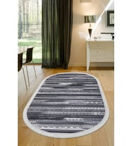 Dijidekor Halı Gri Cool Köln Yıkanabilir Saçaklı Oval Kesme İnce Yolluk Kilim Salon Halısı Modeli