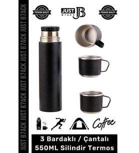 #Termos 3 Bardaklı Sıcak Soğuk Tutan Paslanmaz Çelik Vakumlu Çanta Hediyeli 550 ML Termos Set