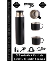 #Termos 3 Bardaklı Sıcak Soğuk Tutan Paslanmaz Çelik Vakumlu Çanta Hediyeli 550 ML Termos Set