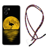 Vivo Y15S Y32 Y33S Y51 Y53S Kılıf Boyun Asklı Rasta Silikon Ay ve Flamingo 1775