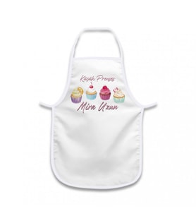 Kişiye Özel Cupcake Temalı Beyaz Biyeli Mutfak Önlüğü HK2194