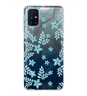 Samsung Galaxy M31s Kapak Floral Su Yeşili Tasarımlı Şeffaf Silikon Kılıf
