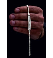 Erkek Gümüş Bileklik - İsim Yazılabilir 3.5 mm İnce Beyaz Kare Kral Gümüş Bileklik