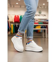 United Colors Of Benetton Beyaz Bağcıklı Hafif Kadın Sneaker BN-12156 G