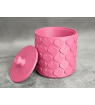 3D Baskı Kalp Desenli Kapaklı Saklama Kutusu - İki Renkli Organizer - Pembe