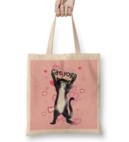 Black And White Cat Yoga Time Bez Çanta Uzun Saplı