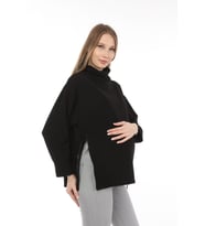 Luvmabelly MYRA4280 Fermuarlı Hamile Sweatshirt -Siyah