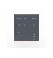 Arges Gardrop 8 Raflı 4 Çekmeceli 3 Askılı 220x30x243 Çam-Antrasit
