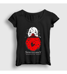 Presmono Kadın Siyah Kaonashi No Face Spirited Away T-Shirt 543543tt