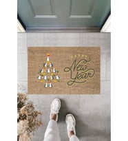 Dormot Modern Baskı - Happy New Year 11 - Karşılama Kapı Önü Paspası (Bej)