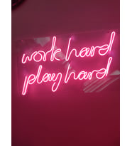 Work Hard Play Hard Neon Led Duvar Yazısı Dekoratif Işıklı Gece Lambası Duvar Süsü