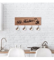 BK Home Doğal Ahşap Dekoratif Fincan Askılığı-1 (Beyaz)