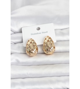 316L Çelik Gold Renk Motifli Damla Kadın Küpe 5886 - SSSSSS9138-7493