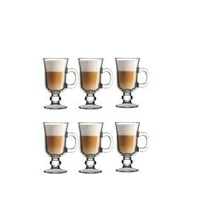 6'lı Irish Coffee, Sıcak Şarap ve Çikolata Bardak Seti, Kulplu, Şık Tasarım