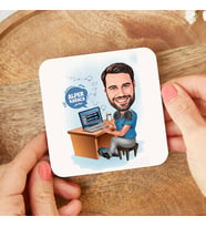 Kişiye Özel Müzik Yapmayı Seven Erkek Karikatürlü Bardak Altlığı