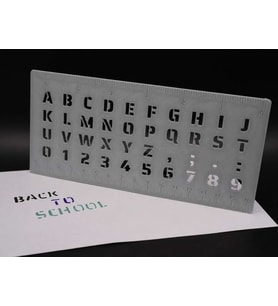 3D Baskı Alfabe, Rakam ve Cetvel Şablonu - Yazı Çizim Kalıbı - Gri
