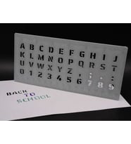 3D Baskı Alfabe, Rakam ve Cetvel Şablonu - Yazı Çizim Kalıbı - Gri