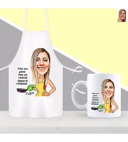 BK Gift Kişiye Özel Kimse İçin Yanmam Karikatürlü Mutfak Önlüğü Kupa Seti-1 (Model 1)