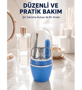 Mavi Tırnak Bakım Seti Çok Amaçlı Manikür Pedikür Kiti