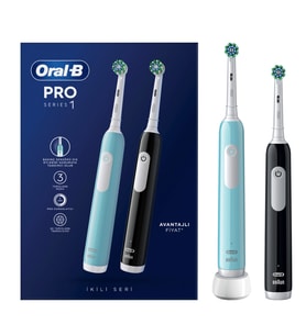 Oral-B Pro Series 1 İkili Siyah ve Mavi Şarjlı Diş Fırçası
