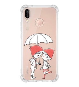 Huawei P20 Lite Uyumlu Köşe Korumalı Antişok Kapak Aşk Tasarımlı Şeffaf Silikon Kılıf