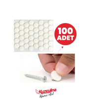 Yapışkanlı Vida Tapası Tıpası -  Beyaz  - Vida Kapatıcı Kapağı  (100 ADET)
