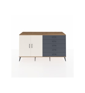 Kronos Konsol 4 Raflı 5 Çekmeceli 2 Kapaklı 176x59x99 Çam-Aytaşı/Antrasit