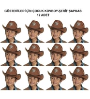 Kovboy Şerif Şapkası Kahve 12 Adet - Kostüm, Parti ve Gösteri Şapkası