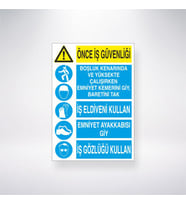 Önce İş Güvenliği Boşluk Kenarında Ve Yüksekte Çalışırken 21x28 Sticker
