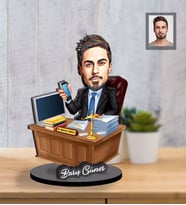 Kişiye Özel Avukat Karikatürlü İki Katmanlı Ahşap Biblo Bay-2