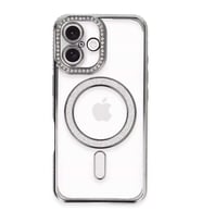 İphone 16 Plus Kılıf Joke Simli Magneticsafe Kılıf - Gri