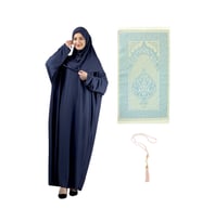 Namaz Elbisesi Eşarp Seccade Tesbih Set, İslami Giyim Takım Ferace Turban Şal