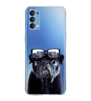 PrintiFy Oppo Reno 4  ile Uyumlu 1mm Slim Fit Köpek 3 050f Baskılı Şeffaf  Kılıf