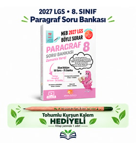 SİNAN KUZUCU YAYINLARI 2027 Lgs 8.sınıf Paragraf Soru Bankası Kurşun Kalem Hediyeli