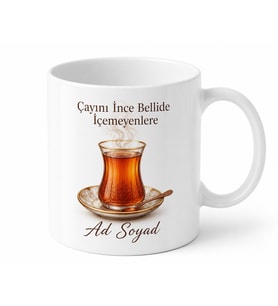 Çayını İnce Bellide İçemeyenlere Geleneksel Cam Görünümlü Kupa Bardak Hediye
