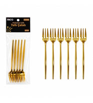 6 Parça Tatlı Çatalı Seti - 13 cm - Gold Renk
