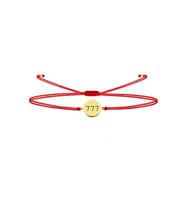 alberaccessories 925 Ayar Gümüş Tasarım Mini Gold Kaplama Kırmızı Ip (777 Mucizeler Benimle) Bileklik Şanslı Sayılar MUCZEMINI
