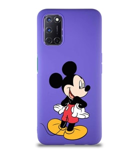 Oppo A72 Soft Premier Kapak Mickey Mouse-D Tasarımlı Silikon Kılıf - Mor (Şeffaf)
