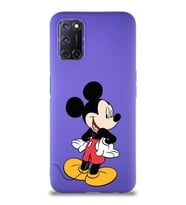 Oppo A72 Soft Premier Kapak Mickey Mouse-D Tasarımlı Silikon Kılıf - Mor (Şeffaf)