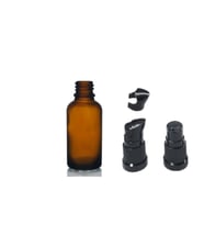 30ml kahverengi cam serum pompalı şişe, 12 adet, pompalı şişe, medikal şişe, cam şişe,