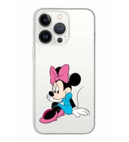 Apple iPhone 13 ProMax Uyumlu Kapak Minnie Mouse Tasarımlı Şeffaf Silikon Kılıf