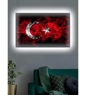 Led Işıklı Türk Bayrağı (kırmızı Beyaz)