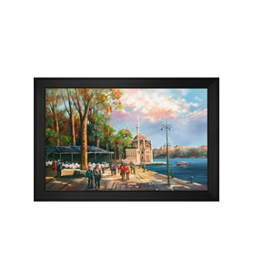 Ortaköy Camii Motifli Kanvas Tablo 80 x 110 cm Siyah Çerçeve