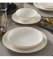 GÜRAL PORSELEN Camelia 26 Parça 6 Kişilik Bone Yemek Takımı - Gold