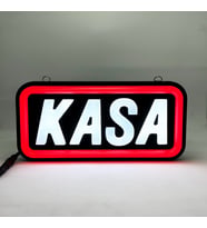 Leon Işık 'KASA' Işıklı Özel Tabela-Led ile Neon Görünümlü Tabela-Kırmızı Çizgi (25X12CM)
