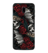 Samsung J6 Plus J7 Prime J7 Pro M20 Kılıf Desenli Silikon Skull Rose 1673