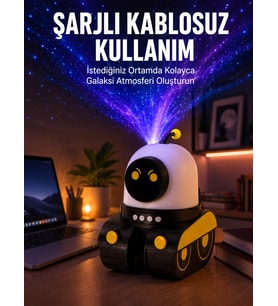 Robot Tasarımlı Bluetooth Hoparlörlü Yıldızlı Gökyüzü Projektör Yeni Nesil