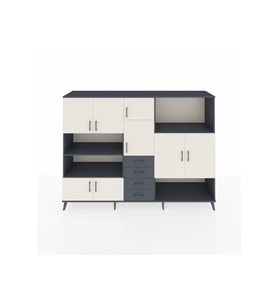 Hyperion Dolap 10 Raflı 4 Çekmeceli 8 Kapaklı 220x44x163 Antrasit-Aytaşı/Antrasit