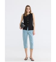 LCWAIKIKI Classic İndigo Yüksek Bel Slim Fit Kadın Jean Kapri